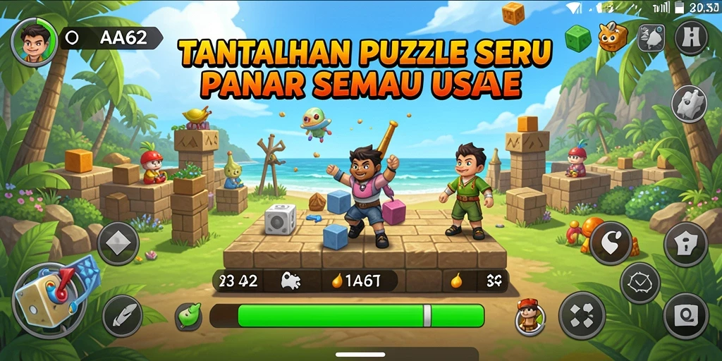Tampilan gameplay AA62 yang menantang dan mengasah otak.