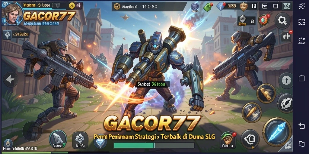 Tangkapan layar utama GACOR77 menampilkan pertempuran strategi yang intens dan grafis yang menawan.