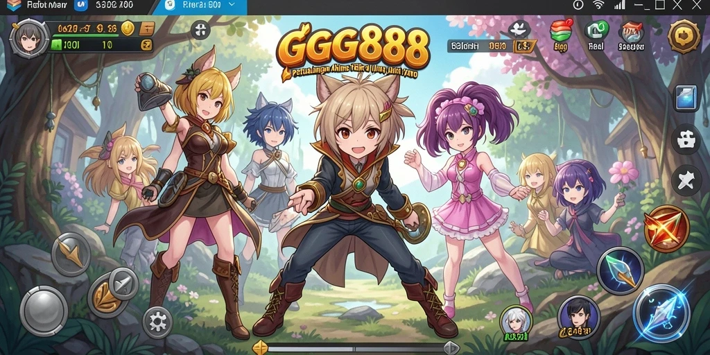 Tampilan menarik dari gameplay GGG888 yang menampilkan karakter anime.