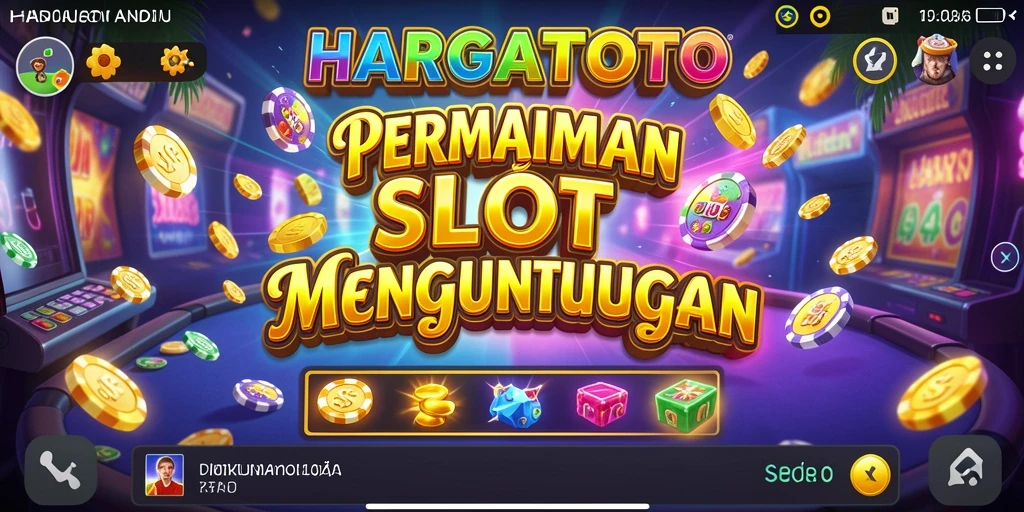 Tampilan menarik gameplay HARGATOTO dengan mesin slot yang berwarna-warni.