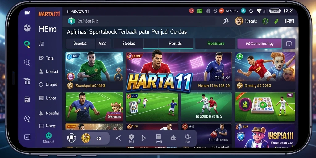 Tampilan screenshot utama HARTA11 dengan fitur taruhan olahraga secara langsung.