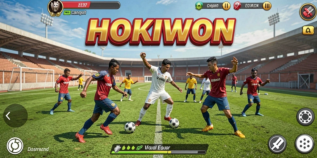 Screenshot menampilkan aksi seru dalam game olahraga HOKIWON.
