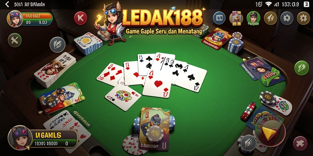 Tampilan gameplay LEDAK188 dengan pemain yang bersaing di Gaple.