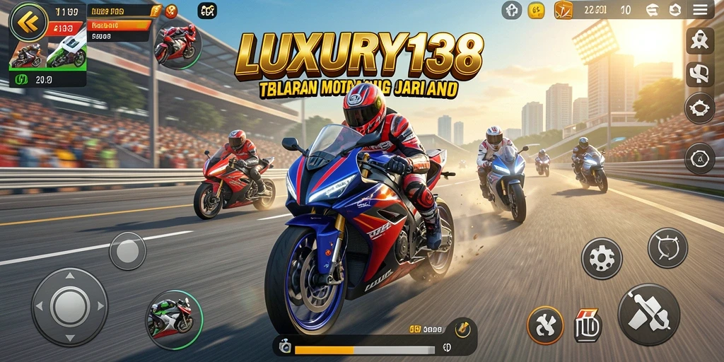 Screenshot dari gameplay balapan motor yang mendebarkan.