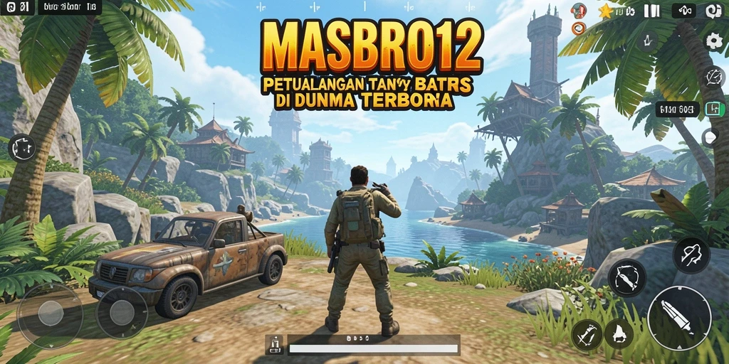 Screenshot gameplay MASBRO12 yang menampilkan dunia terbuka yang luas dan menakjubkan.