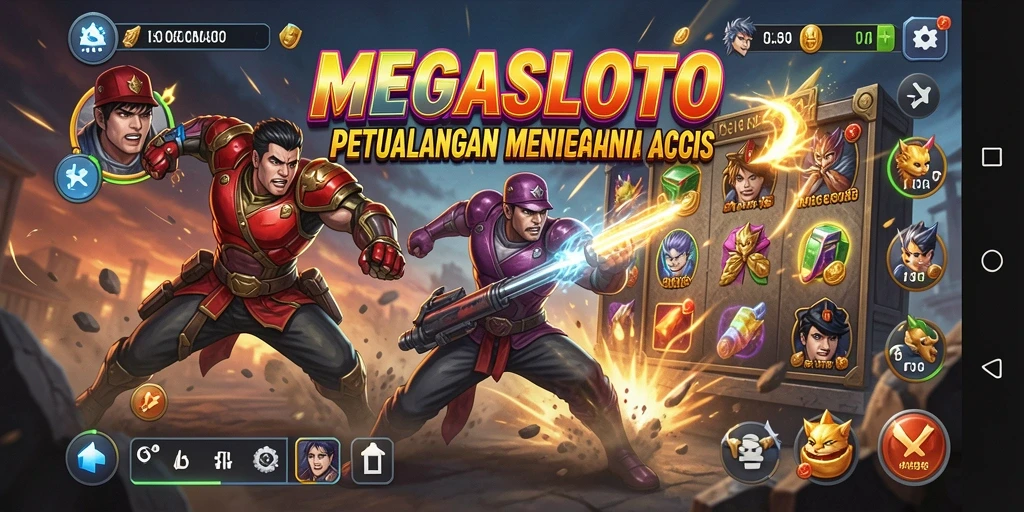 Tampilan gameplay seru di <strong>MEGASLOTO</strong> saat karakter beraksi.