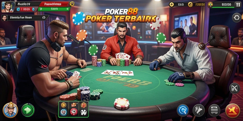 Screenshot POKER88 menampilkan atmosfer seru permainan poker TPS.