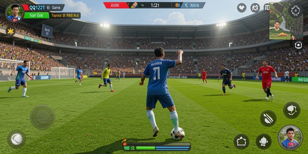 Tampilan gameplay nyata dari game sepak bola QQ1221.