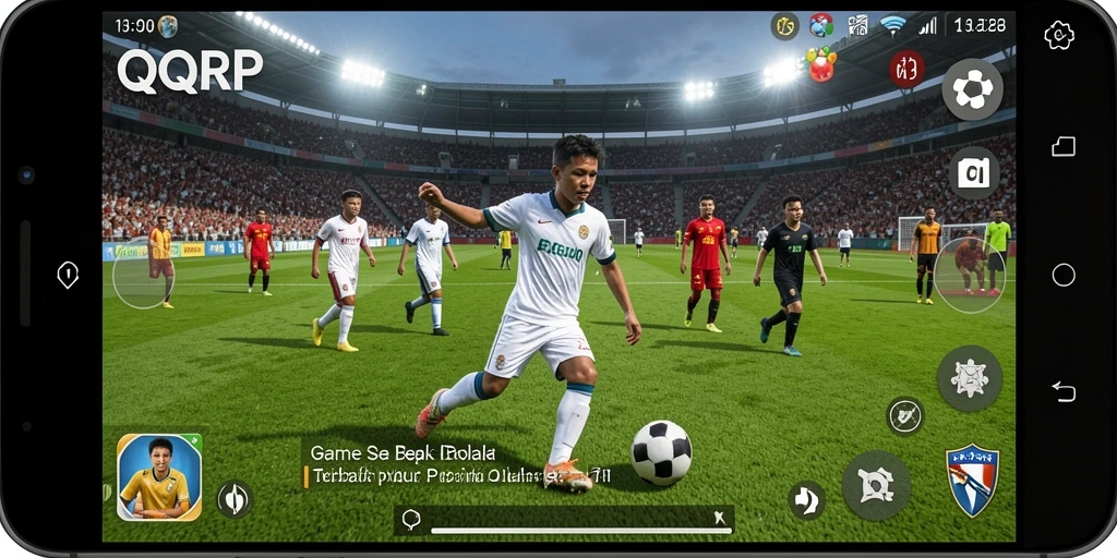 Tampilan gameplay seru dari QQRP dengan aksi sepak bola yang mendebarkan.