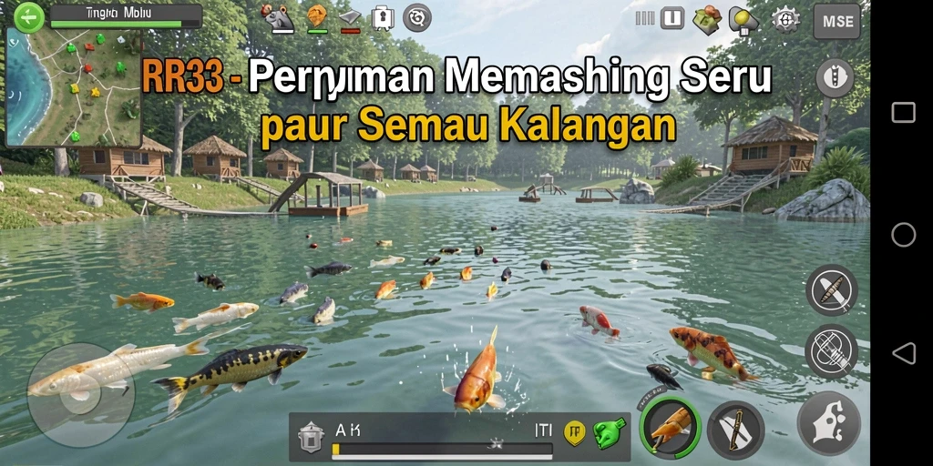 Tampilan gameplay RR33 menampilkan momen menangkap ikan yang mendebarkan.