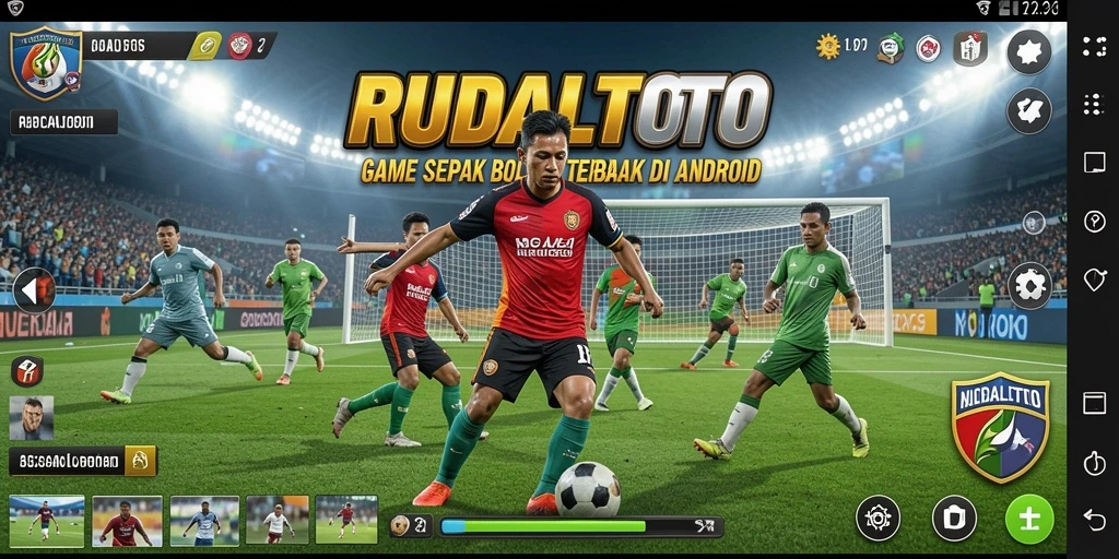Tangkapan layar gameplay RUDALTOTO yang mendebarkan dan penuh aksi sepak bola.