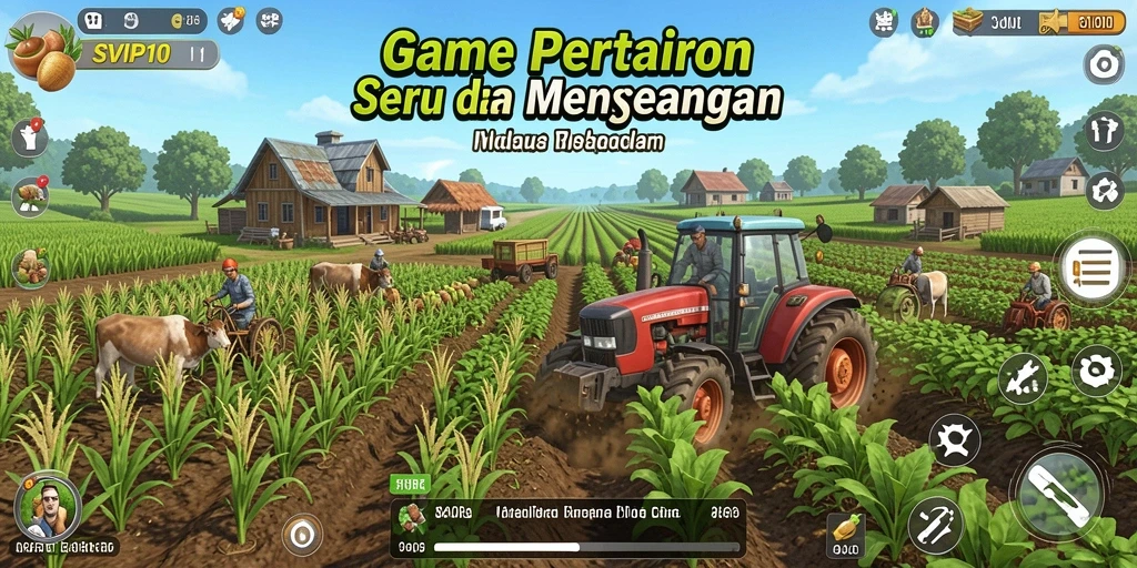 Screenshot utama SVIP10 menampilkan aksi bertani yang seru dan interaktif.