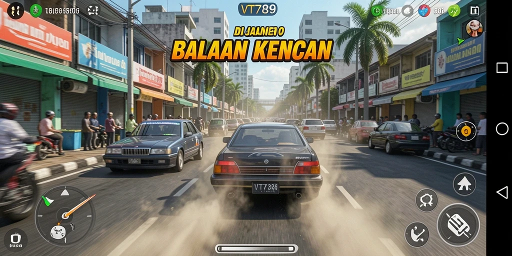 Screenshot gameplay VT789 menampilkan momen balapan yang mendebarkan.